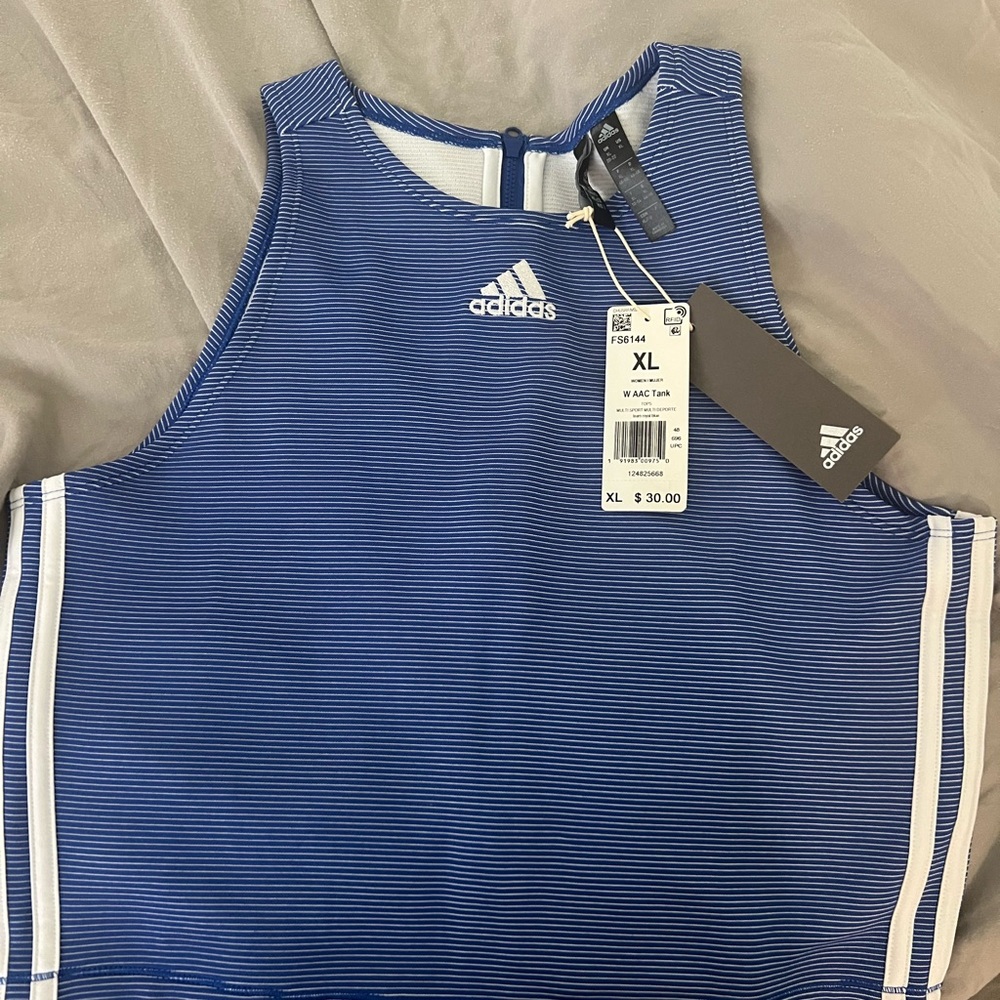 Adidas Blue and White Striped w back zipper NWT size XL